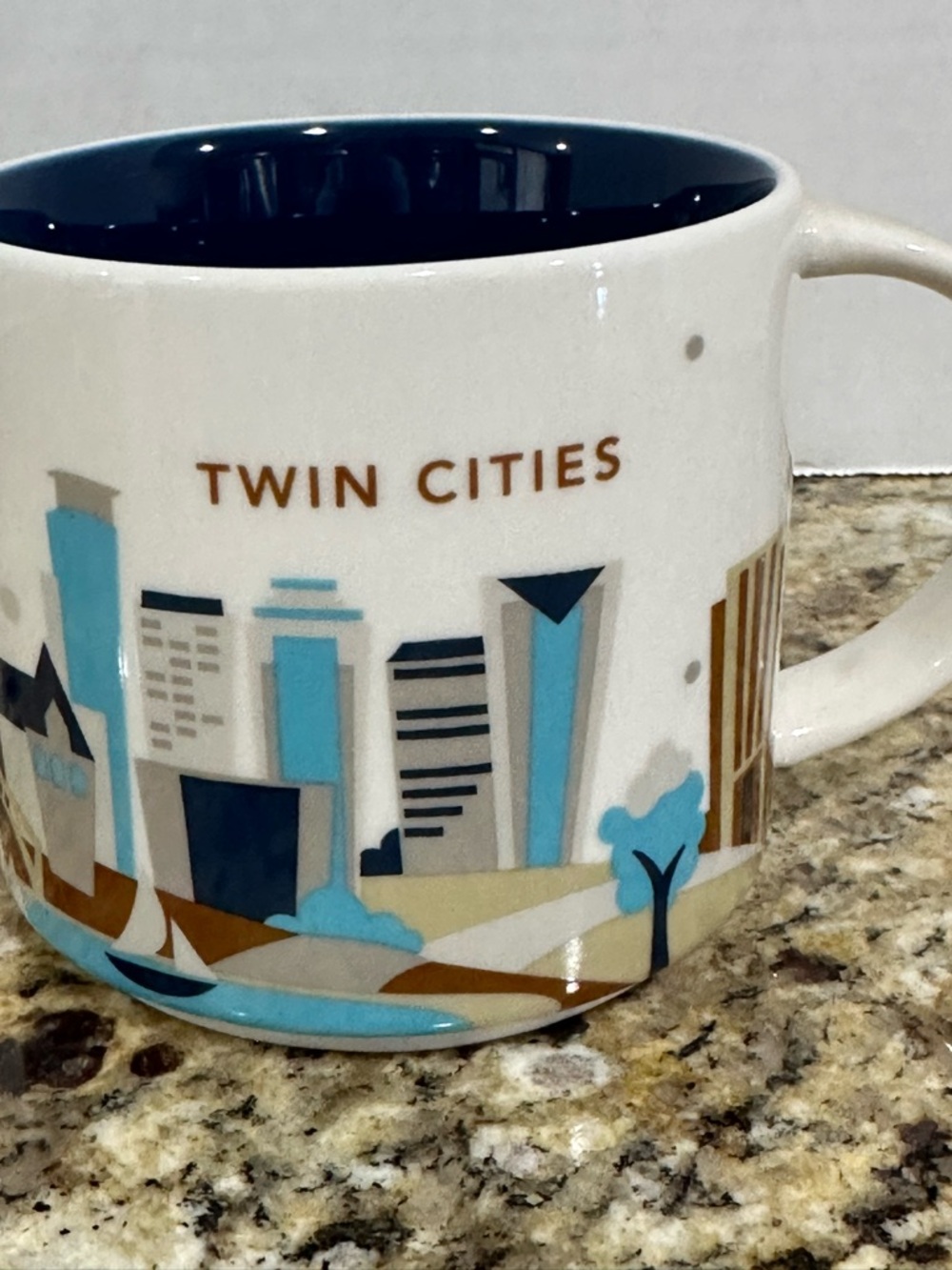Starbucks Twin Cities Skyline Mug - Blue, White, Brown